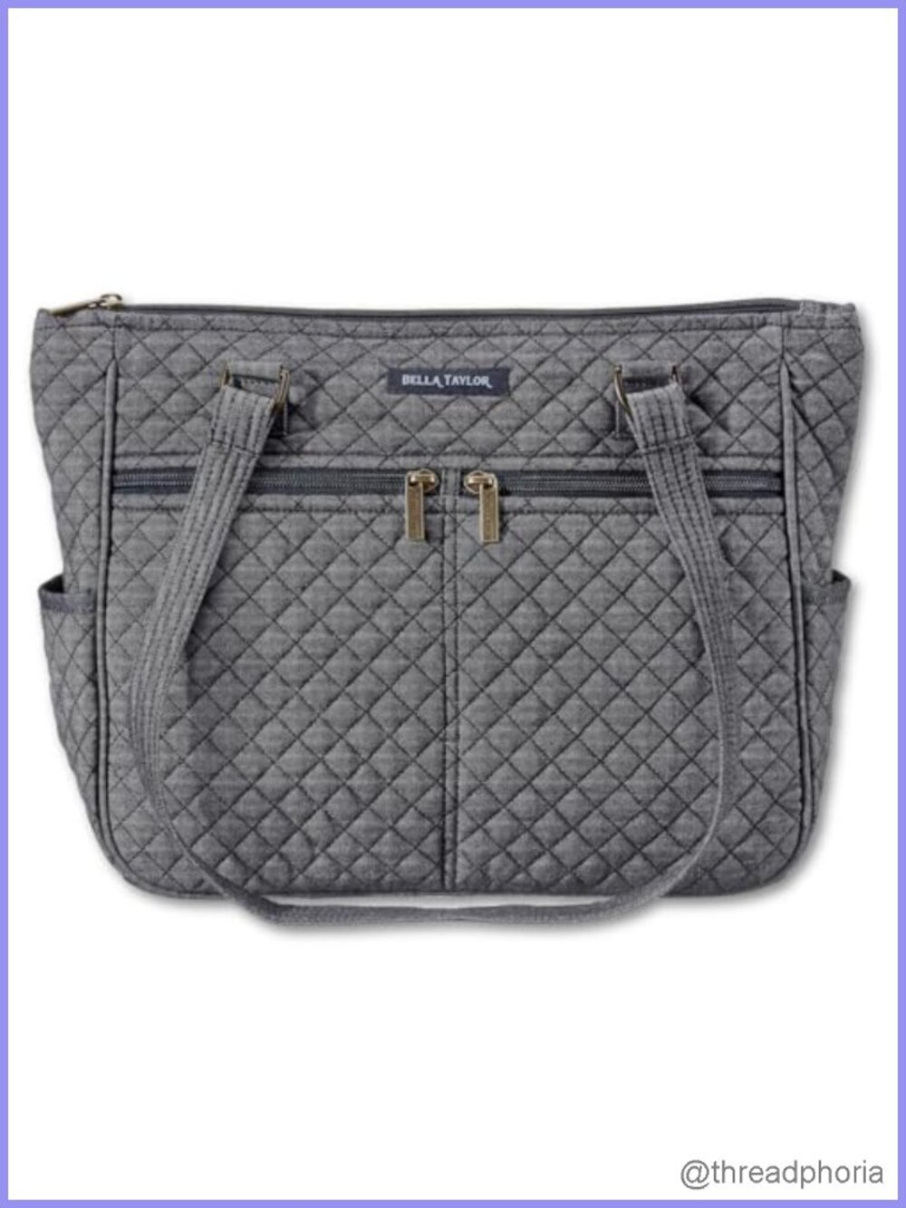 Quilted Tote Bag Lightweight Shoulder Handbag 10 Pockets